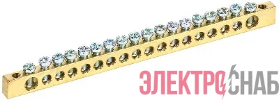 Шина PEN &quot;земля-ноль&quot; 6х9мм 18/2 (18групп/крепеж по краям) IEK YNN11-18-100