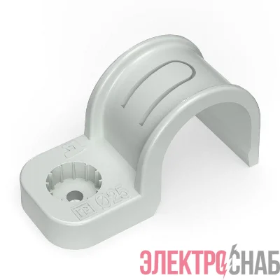 Крепеж-скоба односторонняя d25мм для прямого монтажа атмосф. пластик. в п/э сер. (уп.50шт) Промрукав PR13.0370