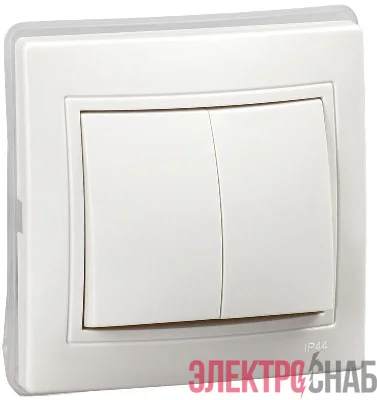 Выключатель 2-кл. СП Кварта ВС10-2-0-КБ-44 10А IP44 бел. IEK KV-V20-10-44-K01