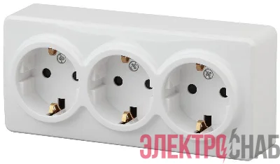 Розетка ОП 11-2209-01 3х2P+E Schuko защ. шторки 16АХ-250В Эксперт бел. ЭРА Б0020703