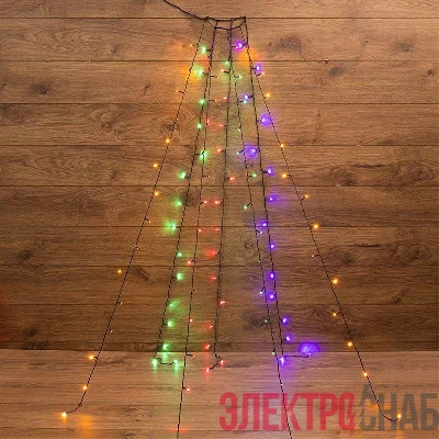 Гирлянда светодиодная елочная с кольцом 7 нитей х1.5м 105LED мультиколор 5.5Вт 220-240В IP20 не соединяемая Neon-Night 235-079
