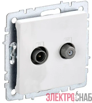 Розетка телевизионная TV/SAT 2-м Brite РТВ/РСп12-БрБ механизм бел. IEK BR-AF20-O-K01