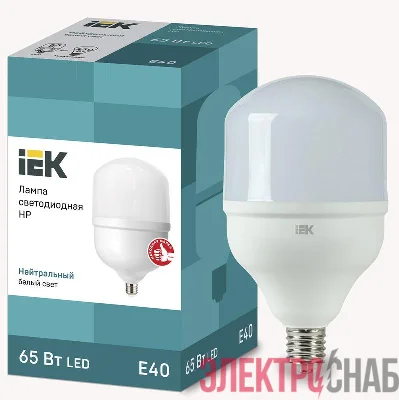 Лампа светодиодная HP 65Вт 4000К нейтр. бел. E40 230В IEK LLE-HP-65-230-40-E40