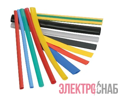 Набор трубок термоусадочных тонкостен. ТТУ 8/4 (4хЧ; 2хБ; К; С; Ж; З) 10х10см разноцвет. IEK UDRS-D4-D8-10-10