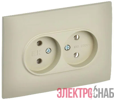 Розетка 2-м SKANDY 10А без заземл. без защ. шторок в сборе SK-R10B беж. IEK SK-R20-10-K10-F