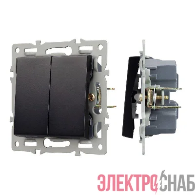 Механизм выключателя двухклавишный проходной SWT-MKP2-PL-BK (250В 16А) Arlight 043728