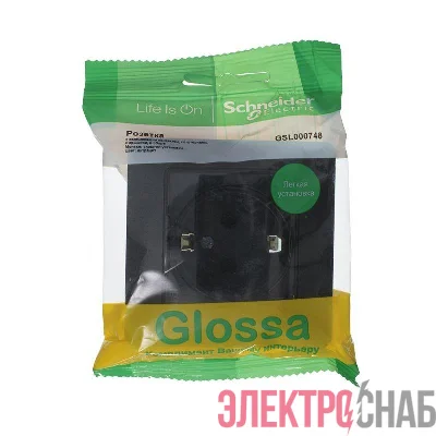 Розетка 1-м Glossa 16А с защ. крышкой защ. шторки с заземл. в сборе IP44 антрацит SchE GSL000748
