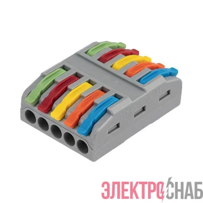 Клемма СМК 222-425 проходная 5 полюсов (0.08-4кв.мм) сер. Rexant 07-5245