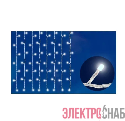 Гирлянда занавес светодиод. ULD-C1515-160/DTA WHITE IP20 с контроллером 160led 1.5х1.5м прозр. бел. UNIEL 06738