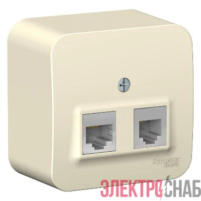 Розетка компьютерная + телефонная 2-м ОП Blanca RJ45 кат.5E + RJ11 с изолир. пластиной молочн. SE BLNIA045112