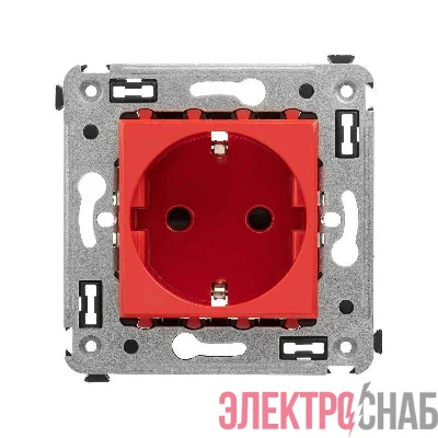 Розетка 1-м СП 2мод. Avanti "Красный квадрат" 16А IP20 2P+E защ. шторки красн. DKC 4401003