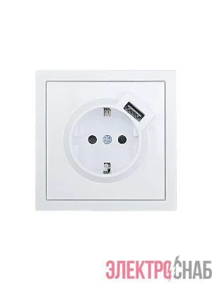 Розетка 1-мест. с/з+USB разъем ZIMA IP20 бел. LEZARD 704-0288-181