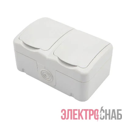 Блок ОП 2 розетки горизонт. Mini OG с заземл. керамика IP54 бел. Kranz KR-78-0607