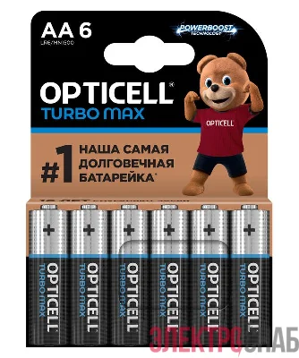 Элемент питания алкалиновый AA/LR6 (блист. 6шт) Turbo Max Opticell 6053005