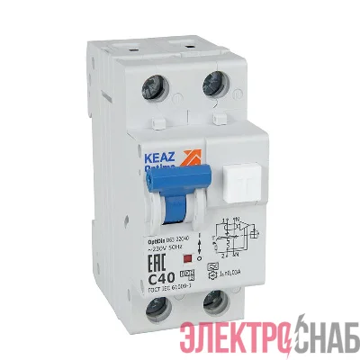 Выключатель автоматический дифференциального тока 2п C 10А 10мА тип A 6кА OptiDin D63-21C10-A У3 КЭАЗ 333124