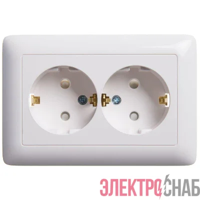 Розетка 2-м СП Хит 16А IP20 с заземл. защ. шторки бел. SE RS16-231-B