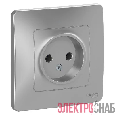 Розетка 1-м СП Blanca 16А IP20 250В без заземл. без защ. шторок алюм. SE BLNRS000013