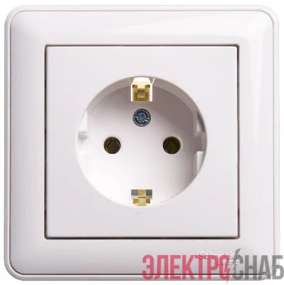 Розетка 1-м СП W59 16А IP20 с заземл. без защ. шторок бел. SE RS16-154-18