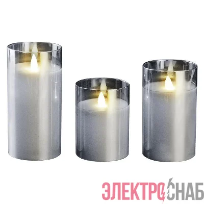 Свеча декоративная CL7-SET3-sr с пультом 3хAAA для каждой свечи (не в компл.) серебр. (уп.3шт) ФАZА 5018792