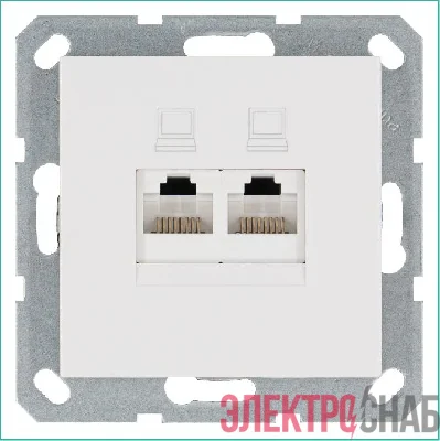 Розетка компьютерная 2-м RJ45 IP20 кат. 6 механизм бел. глянцевый Jasmart G6108W