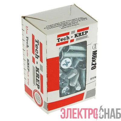 Винт DIN965 с потайной головкой оцинк. М6х20 (уп.100шт) Tech-KREP 105241