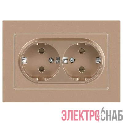 Розетка 2-м СП Accent 6-205-04 16А IP20 250В 2P+E Schuko AL/CU шампань Intro Б0063492