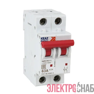 Выключатель нагрузки модульный 2п 20А OptiDin BM63P УХЛ3 КЭАЗ 332974