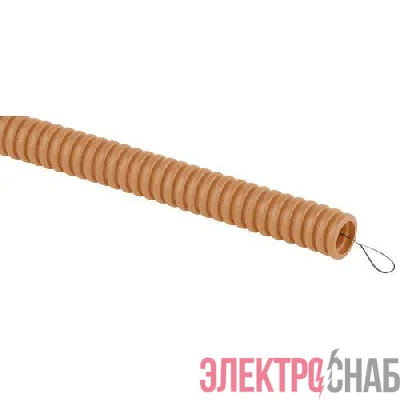 Труба гофрированная ПВХ легкая d25мм с протяжкой сосна (уп.25м) Эра Б0043213