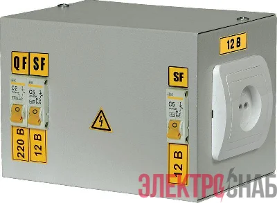 Ящик с понижающим трансформатором ЯТП 0.25 220/42В (2 авт. выкл.) IEK MTT12-042-0250
