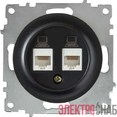 Механизм розетки комп. 2-м СП Florence RJ45 кат.5e черн. 1E20901303 OneKeyElectro 2172818