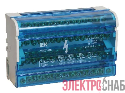 Шина на DIN-рейку в корпусе (кросс-модуль) ШНК 4х15 3L+PEN IEK YND10-4-15-125