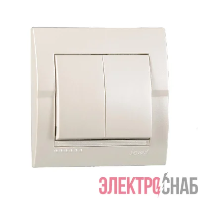 Выключатель 2-кл. СП Deriy 10А жемчуж./бел. метал. LEZARD 702-3030-101