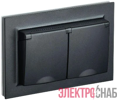 Розетка 2-м СП BRITE РСбш12-3-44-БрЧ 16А в сборе IP44 с крышкой черн. IEK BR-R26-16-44-K02-F