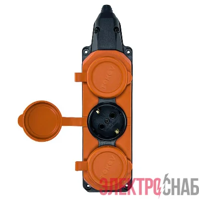 Колодка удлинителя 3-м с заземл. 16А IP44 каучук оранж. TOKOV TKE-C10-KK3-Z