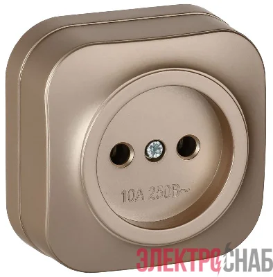 Розетка ОП GLORY РС20-2-ХШм 10А без заземл. без защ. шторок шампань матов. IEK ERH10-K37M-10