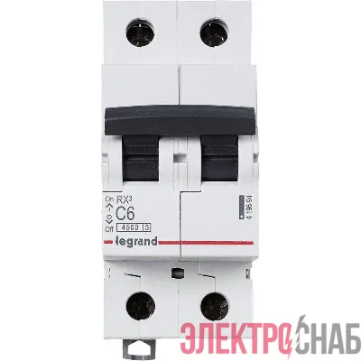 Выключатель автоматический модульный 2п C 6А 4.5кА RX3 Leg 419694