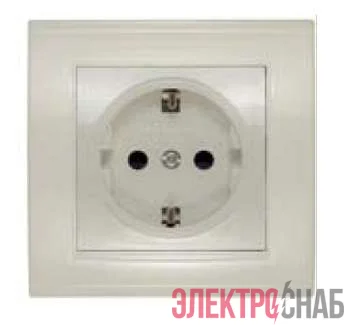 Розетка 1-м СП Бриллиант 16А IP20 с заземл. защ. шторки сл. кость UNIVersal 7948851