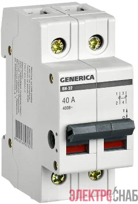 Выключатель нагрузки (мини-рубильник) 2п 40А ВН-32 GENERICA MNV15-2-040