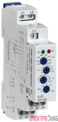 Реле фаз ORF-06D 3ф 2 конт. 220-460В AC ONI ORF-06D-220-460VAC