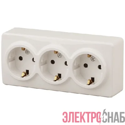 Розетка 3-м ОП Эра Эксперт 11-2208-02 16А IP20 250В 3х2P+E Schuko сл. кость Эра Б0020701