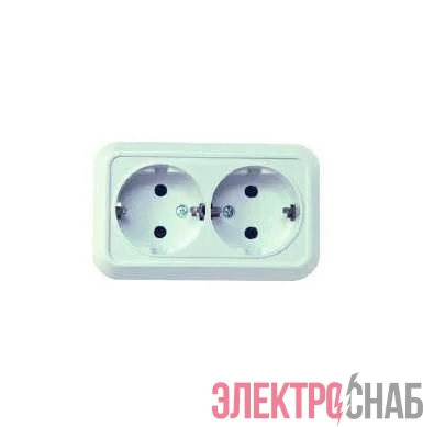 Розетка 2-м ОП 16А IP20 с заземл. бел. Makel 45182