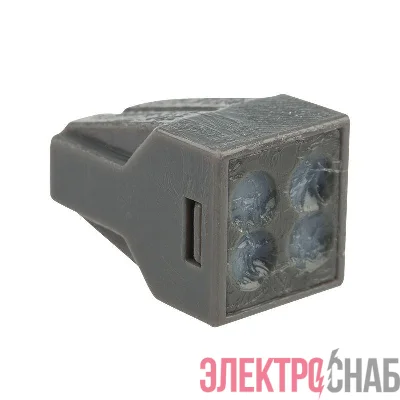 Экспресс-клемма с пастой 4-проводная до 2.5кв.мм сер. (уп.100шт) (773-304) Rexant 07-3040