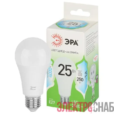 Лампа светодиодная GREEN LINE A60-25W-840-E27 GL 25Вт груша 4000К яркий свет бел. E27 Эра Б0067117