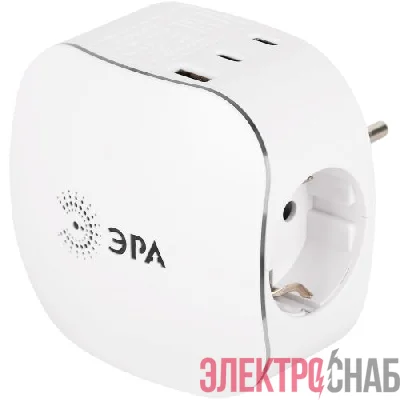 Разветвитель 3-м SP-3e-3USBAC-W + 3 USB A+C с заземл. со шторками 16А бел. Эра Б0069081