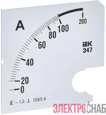 Шкала сменная для амперметра Э47 100/5А-1.5 96х96мм IEK IPA20D-SC-0100