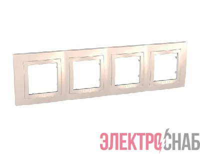 Рамка 4-м Unica с декор. накл. беж. SchE MGU2.008.25