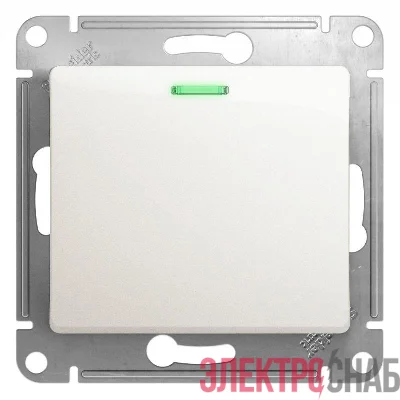 Переключатель проходной 1-кл. СП Glossa 10А IP20 (сх. 6а) 10AX с подсветкой механизм перламутр. SE GSL000663
