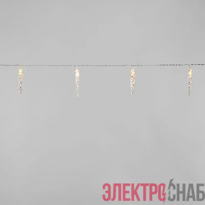 Гирлянда светодиодная "Сосульки" 1.5м 10LED тепл. бел. 0.1Вт IP20 провод ПВХ прозр. элементы питания 2хAA (не в компл.) Neon-Night 303-093