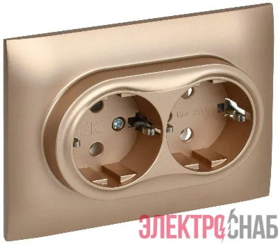 Розетка 2-м SKANDY 16А с заземл. без защ. шторок в сборе SK-R08Sa песочн. IEK SK-R21-16-K98-F