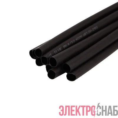 Трубка термоусадочная двустенная клеевая 6.4/3.2 (2:1) (уп.10шт) по 1м черн. Rexant 26-2103